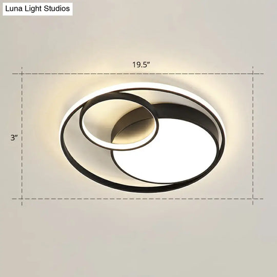 Modern Flushmount Led Ceiling Light Fixture | Stylish Ring Design For Bedrooms Metal Flush Mount