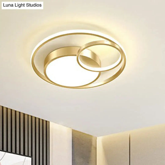 Modern Flushmount Led Ceiling Light Fixture | Stylish Ring Design For Bedrooms Metal Flush Mount