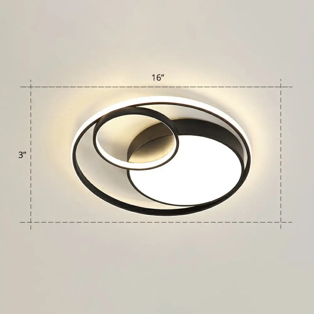 Modern Flushmount Led Ceiling Light Fixture | Stylish Ring Design For Bedrooms Metal Flush Mount