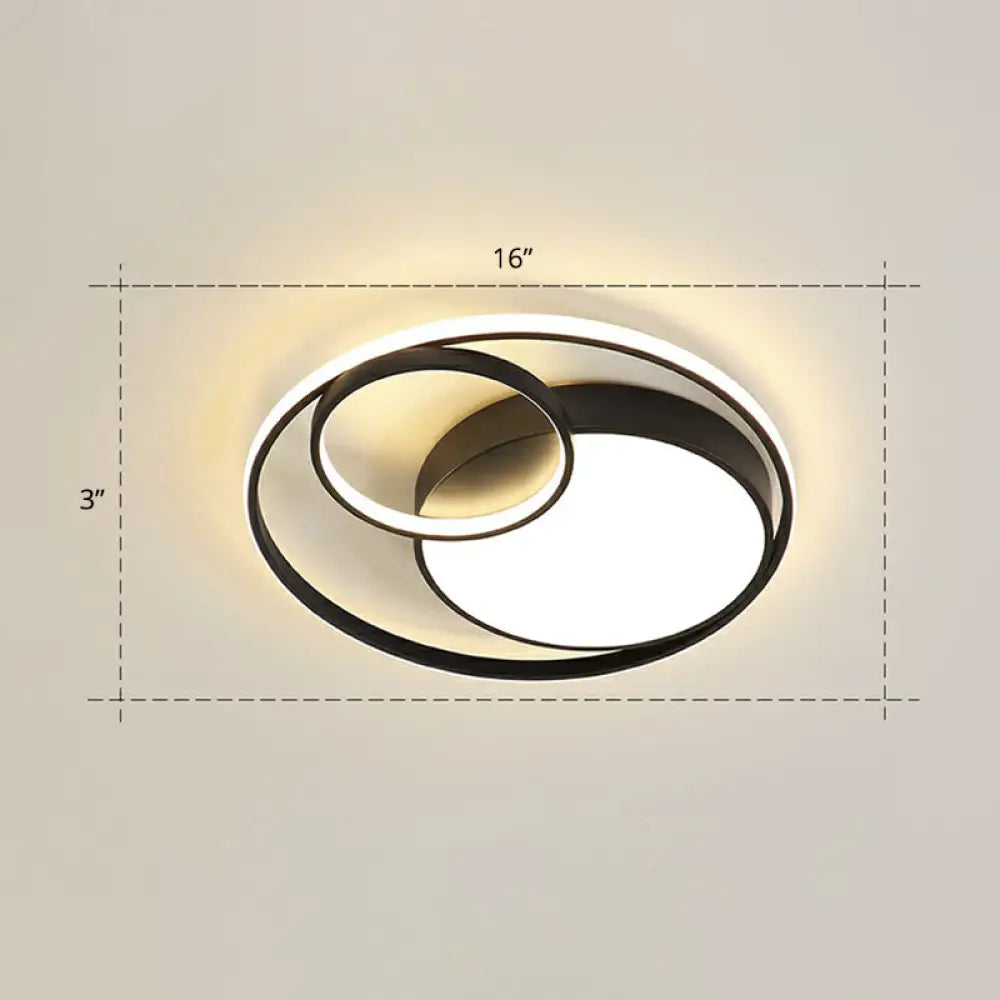 Modern Flushmount Led Ceiling Light Fixture | Stylish Ring Design For Bedrooms Metal Flush Mount