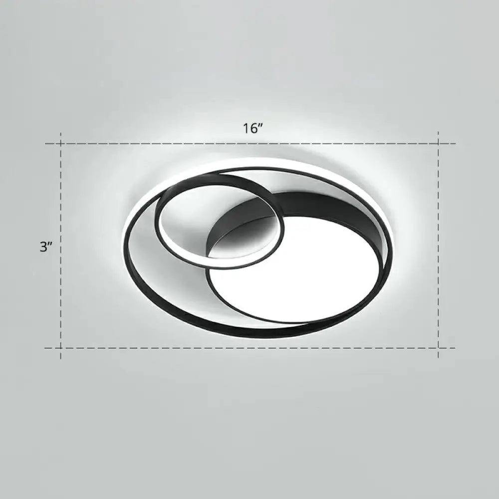 Modern Flushmount Led Ceiling Light Fixture | Stylish Ring Design For Bedrooms Metal Flush Mount