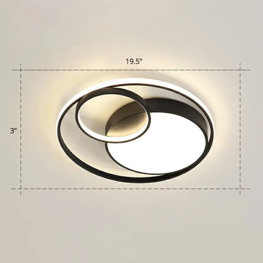 Modern Flushmount Led Ceiling Light Fixture | Stylish Ring Design For Bedrooms Metal Flush Mount