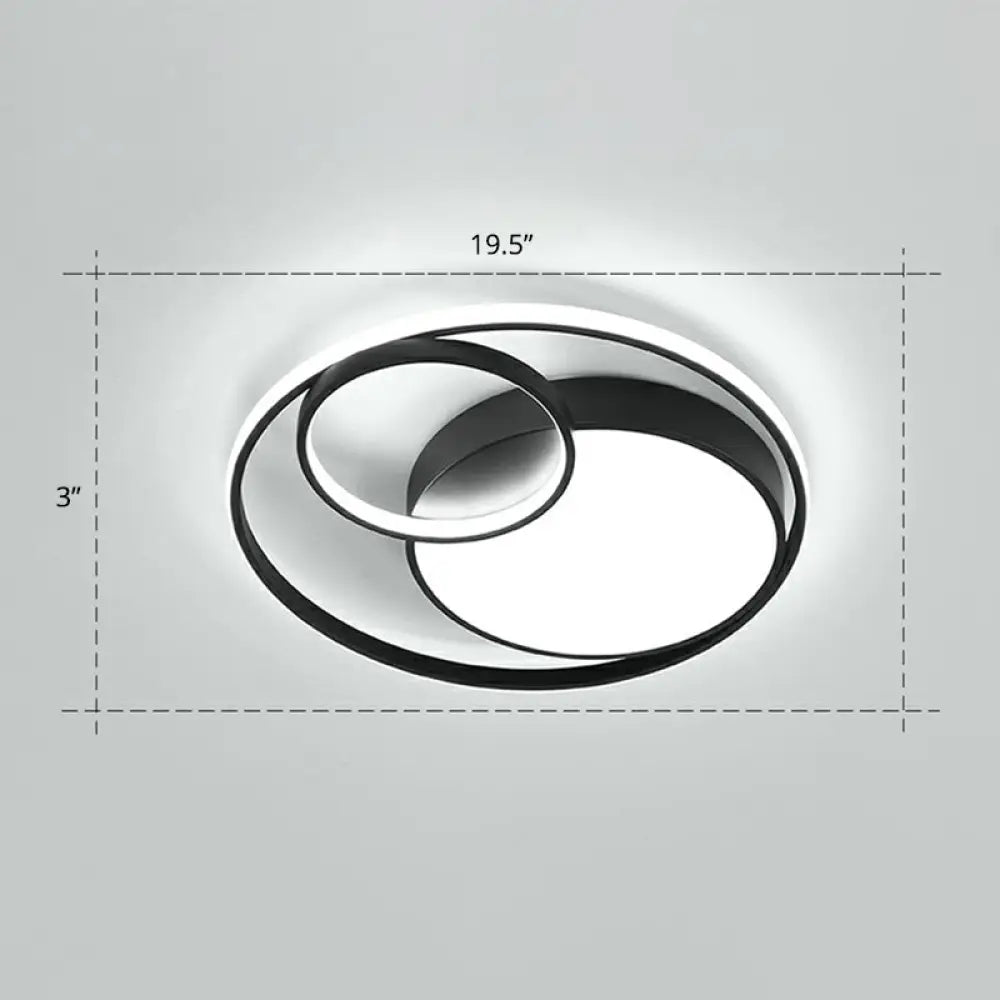 Modern Flushmount Led Ceiling Light Fixture | Stylish Ring Design For Bedrooms Metal Flush Mount