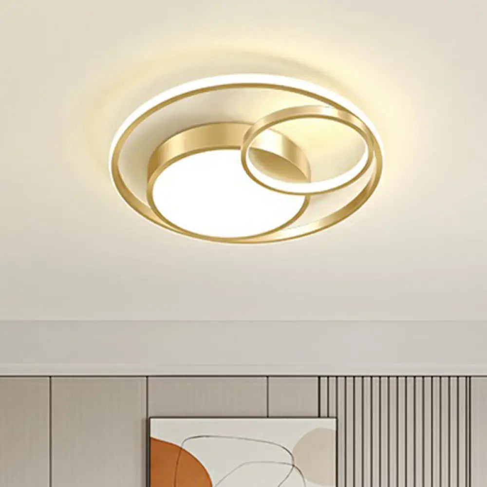 Modern Flushmount Led Ceiling Light Fixture | Stylish Ring Design For Bedrooms Metal Flush Mount