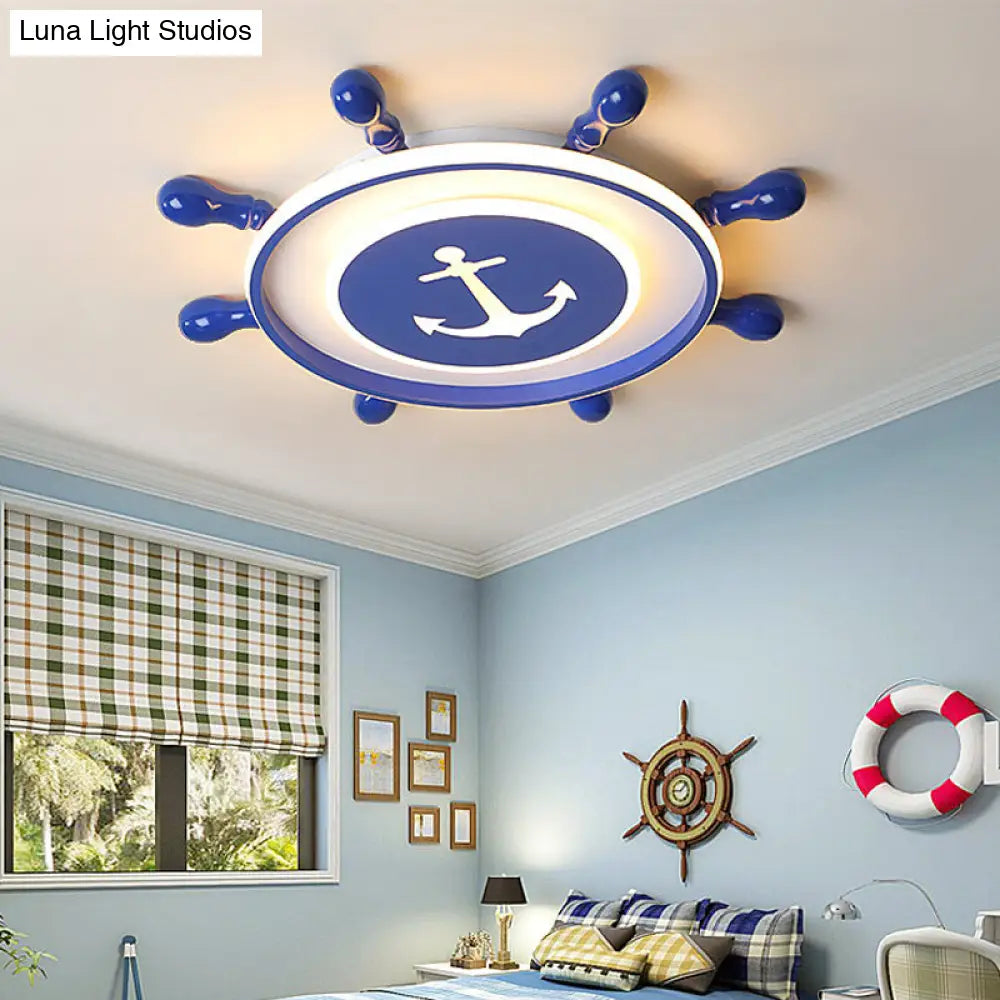 Modern Flushmount Led Ceiling Light For Childrens Rooms - Blue Acrylic With Warm/White / Warm