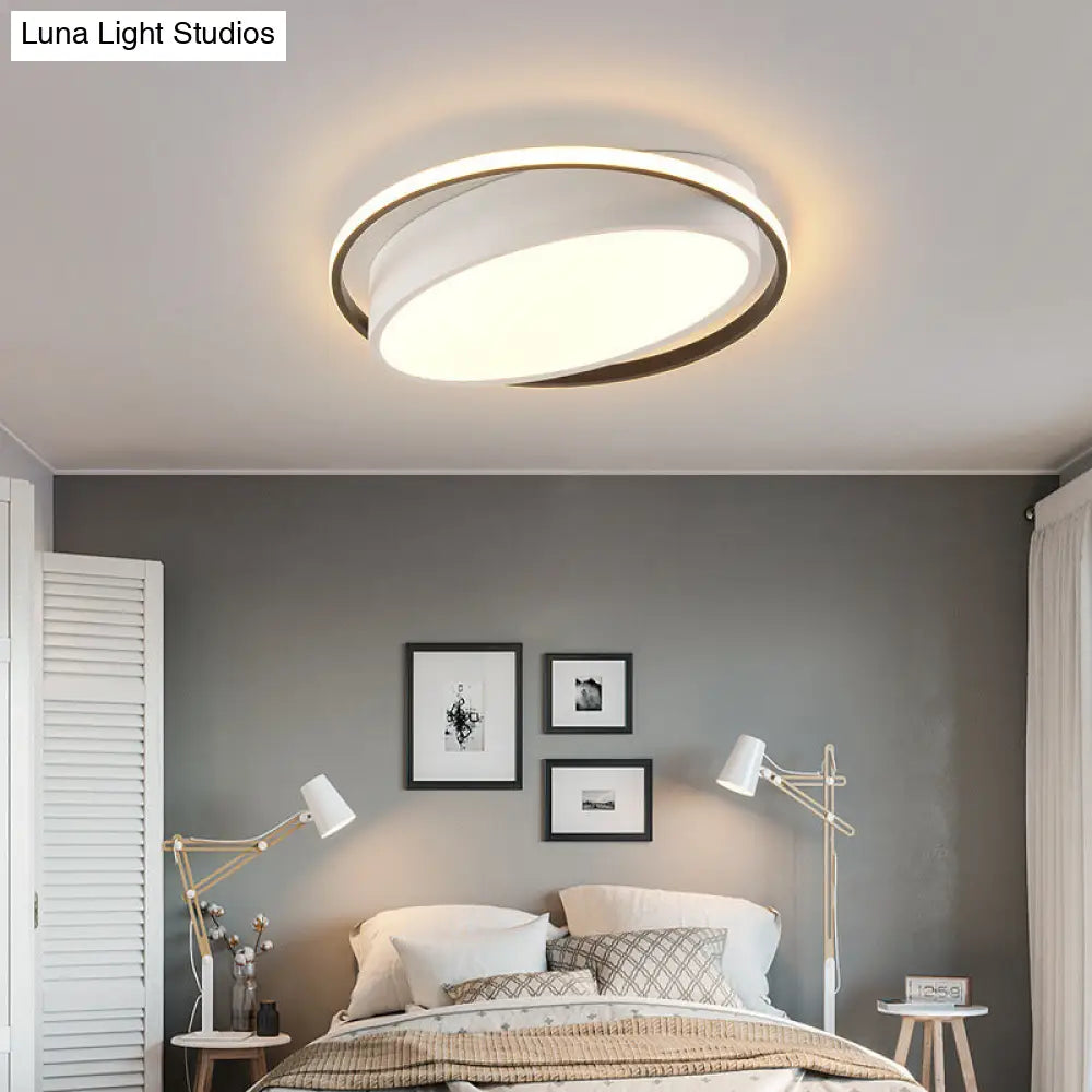 Modern Flushmount Led Ceiling Light In White - Ideal For Living Room / Oval