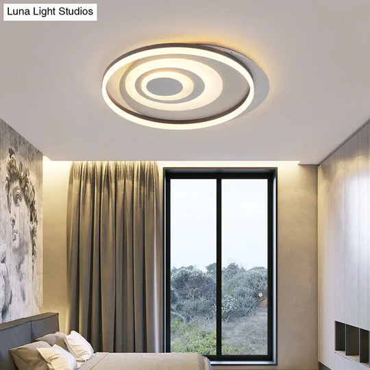 Modern Flushmount Led Ceiling Light In White - Ideal For Living Room / Circle