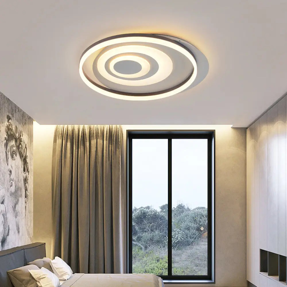 Modern Flushmount Led Ceiling Light In White - Ideal For Living Room / Circle
