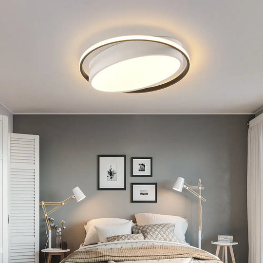 Modern Flushmount Led Ceiling Light In White - Ideal For Living Room / Oval