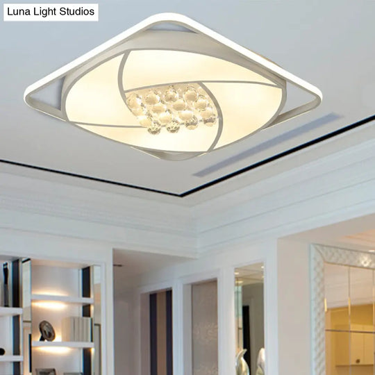 Modern Flushmount Led Light With Acrylic And Crystal Accents - Available In 16.5 20.5 Widths Warm Or