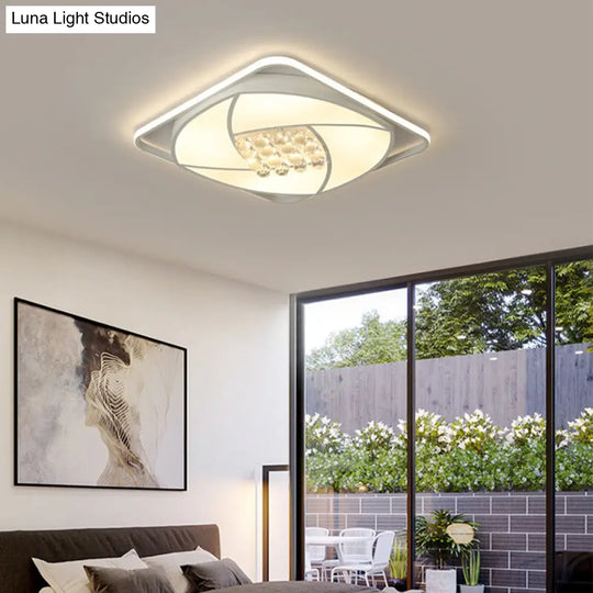 Modern Flushmount Led Light With Acrylic And Crystal Accents - Available In 16.5 20.5 Widths Warm Or