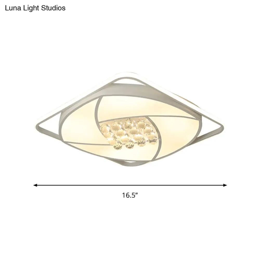 Modern Flushmount Led Light With Acrylic And Crystal Accents - Available In 16.5 20.5 Widths Warm Or