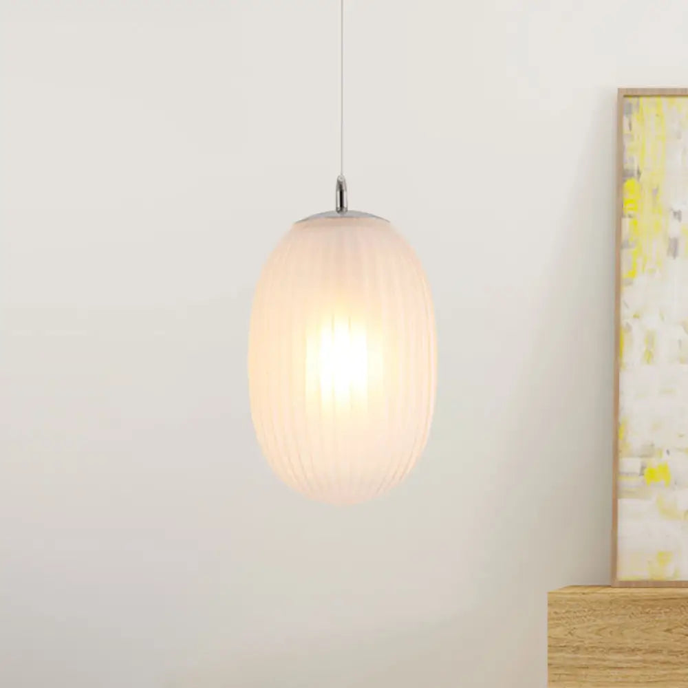 Modern Fluted Glass Melon Hanging Light - Stylish Single Pendant For Dining Room Ceiling Clear