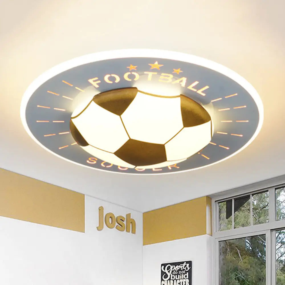 Modern Football Led Flush Mount Light Fixture In White/Blue For Bedrooms White