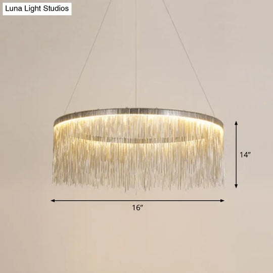 Modern Fringed Round Ceiling Pendant Light For Living Room Silver / 16