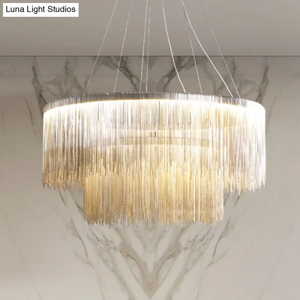 Modern Fringed Round Ceiling Pendant Light For Living Room