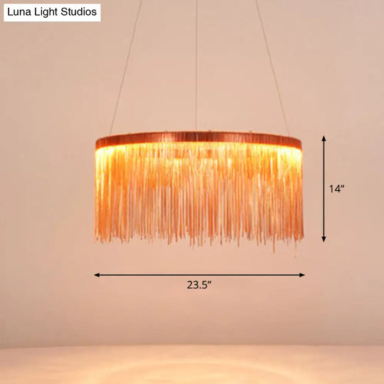 Modern Fringed Round Ceiling Pendant Light For Living Room Rose Gold / 23.5