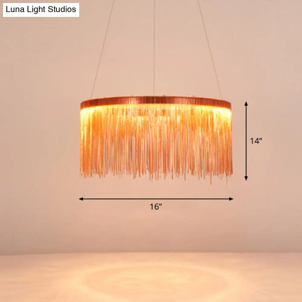 Modern Fringed Round Ceiling Pendant Light For Living Room Rose Gold / 16