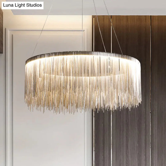 Modern Fringed Round Ceiling Pendant Light For Living Room