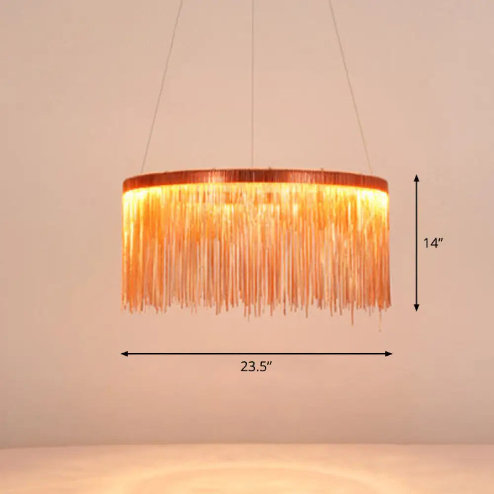 Modern Fringed Round Ceiling Pendant Light For Living Room Rose Gold / 23.5’’