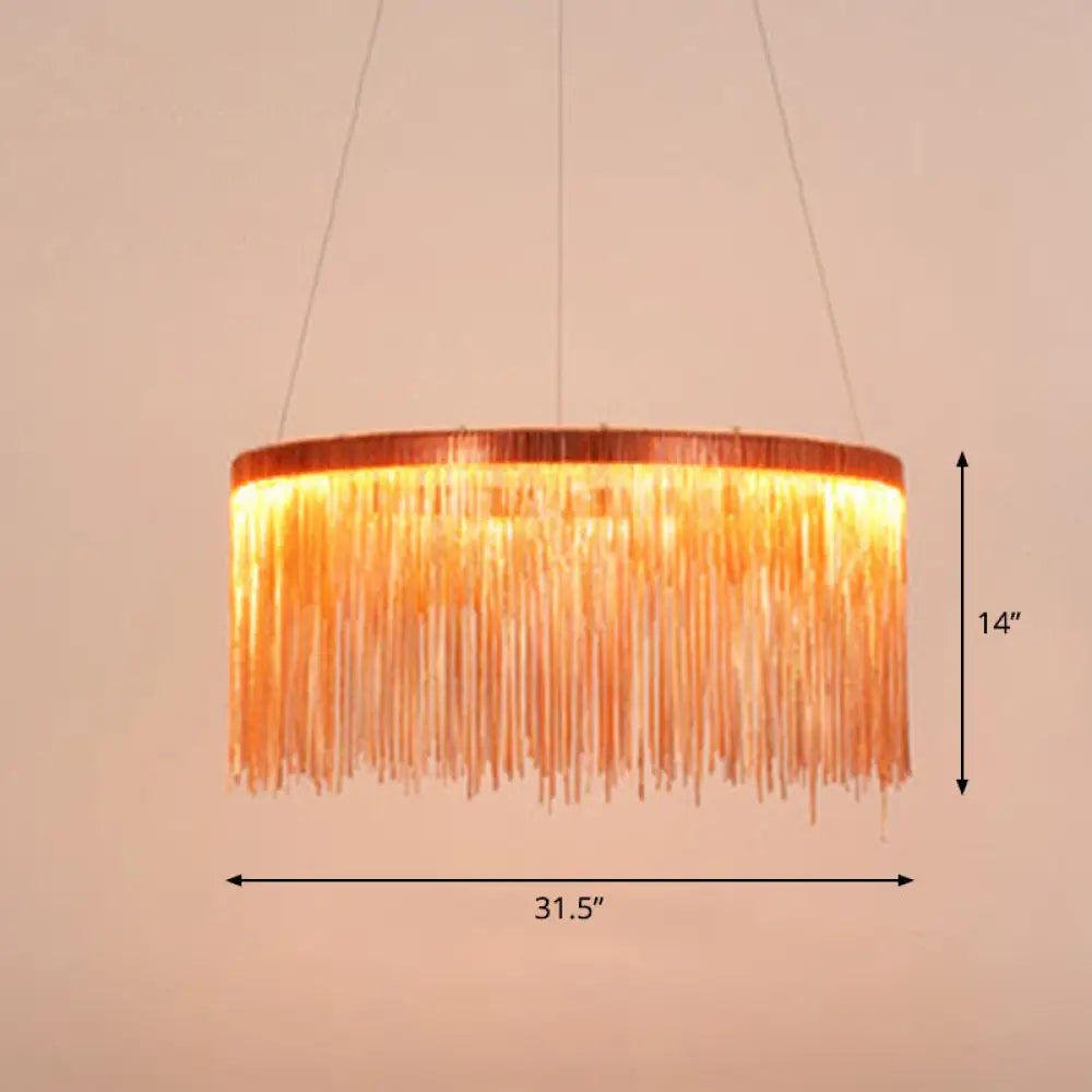 Modern Fringed Round Ceiling Pendant Light For Living Room Rose Gold / 31.5’’