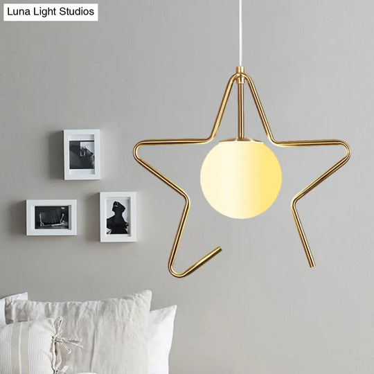 Modern Frosted Glass Ball Pendulum Light: 1-Head Gold Hanging Lamp Kit With Unique Design: