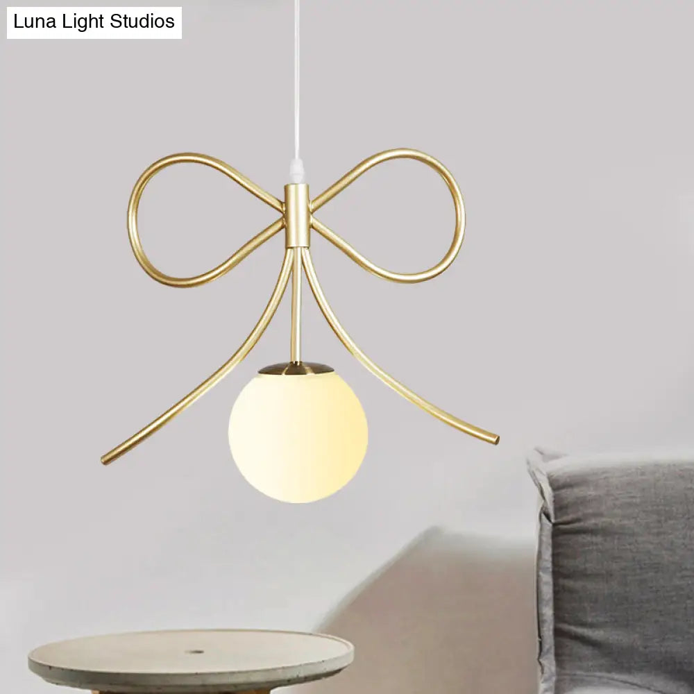 Modern Frosted Glass Ball Pendulum Light: 1-Head Gold Hanging Lamp Kit With Unique Design: