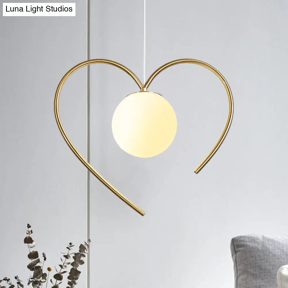 Modern Frosted Glass Ball Pendulum Light: 1-Head Gold Hanging Lamp Kit With Unique Design: