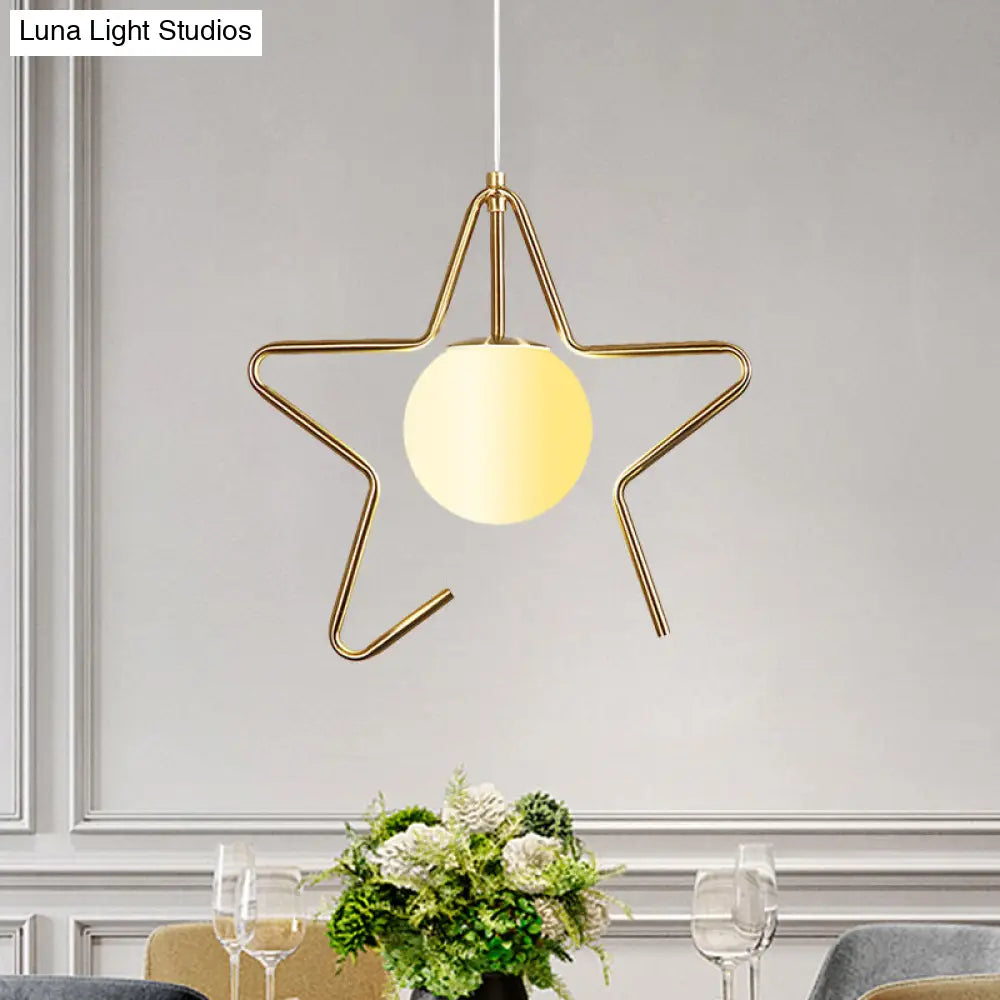 Modern Frosted Glass Ball Pendulum Light: 1-Head Gold Hanging Lamp Kit With Unique Design: