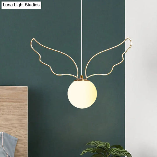 Modern Frosted Glass Ball Pendulum Light: 1-Head Gold Hanging Lamp Kit With Unique Design: