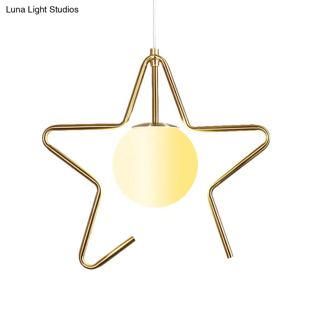 Modern Frosted Glass Ball Pendulum Light: 1-Head Gold Hanging Lamp Kit With Unique Design: