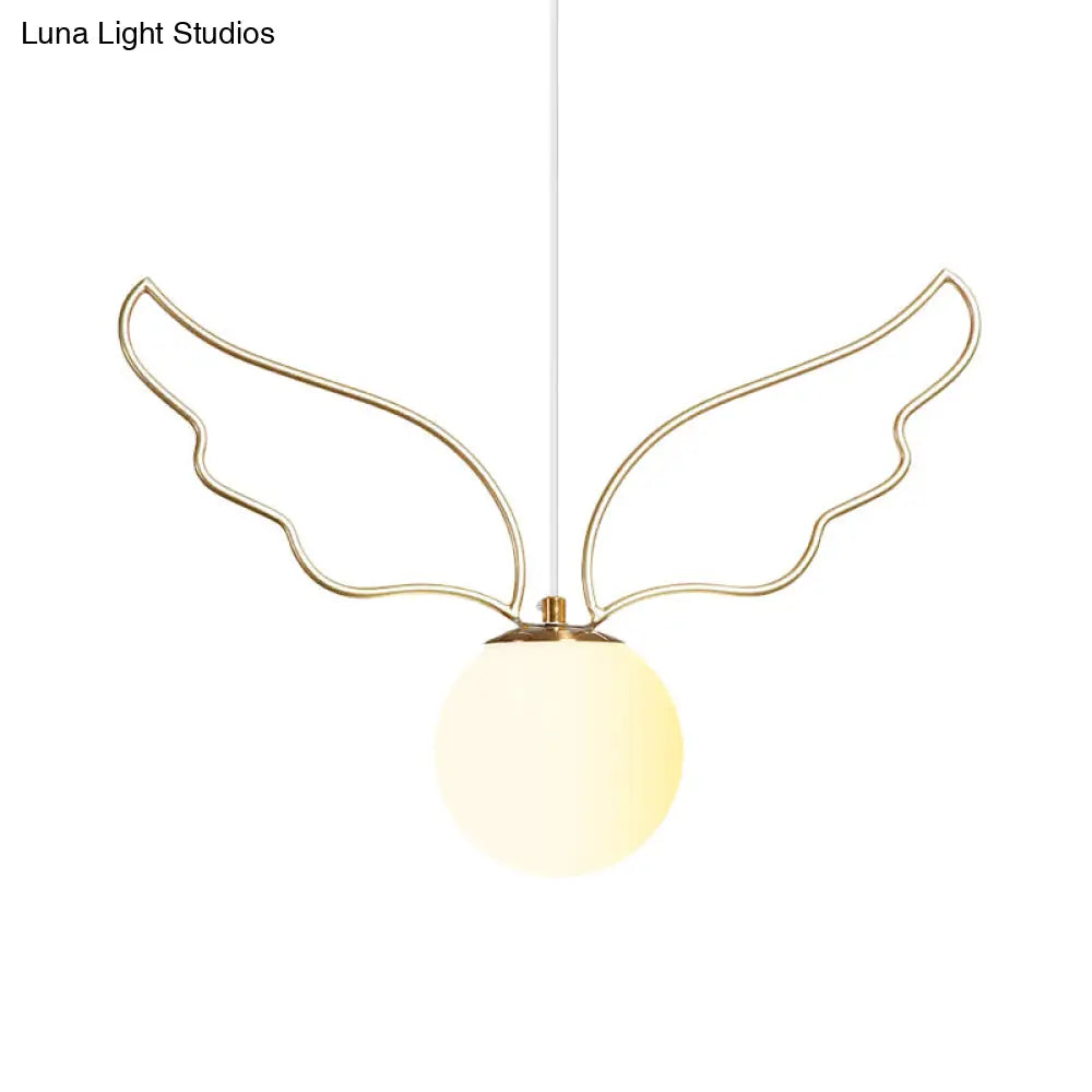 Modern Frosted Glass Ball Pendulum Light: 1-Head Gold Hanging Lamp Kit With Unique Design: