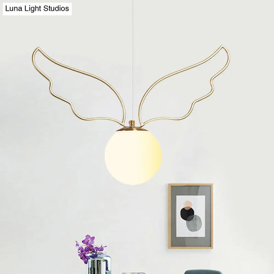 Modern Frosted Glass Ball Pendulum Light: 1-Head Gold Hanging Lamp Kit With Unique Design: