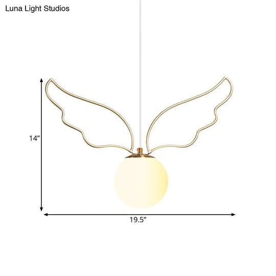 Modern Frosted Glass Ball Pendulum Light: 1-Head Gold Hanging Lamp Kit With Unique Design: