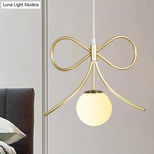 Modern Frosted Glass Ball Pendulum Light: 1-Head Gold Hanging Lamp Kit With Unique Design: