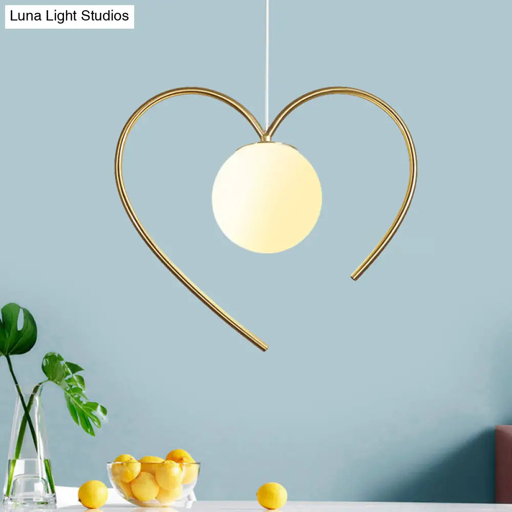 Modern Frosted Glass Ball Pendulum Light: 1-Head Gold Hanging Lamp Kit With Unique Design: