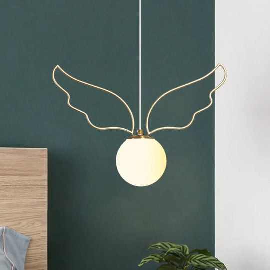 Modern Frosted Glass Ball Pendulum Light: 1-Head Gold Hanging Lamp Kit With Unique Design: