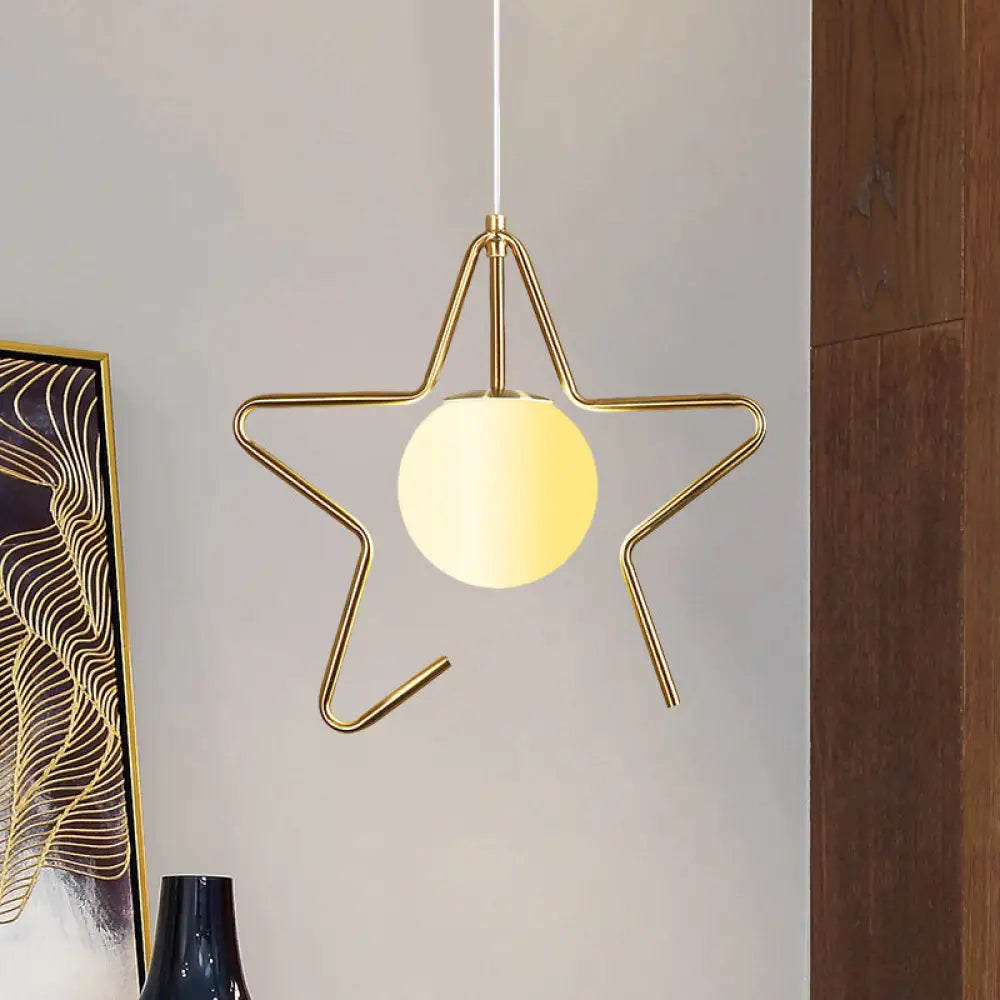 Modern Frosted Glass Ball Pendulum Light: 1-Head Gold Hanging Lamp Kit With Unique Design: