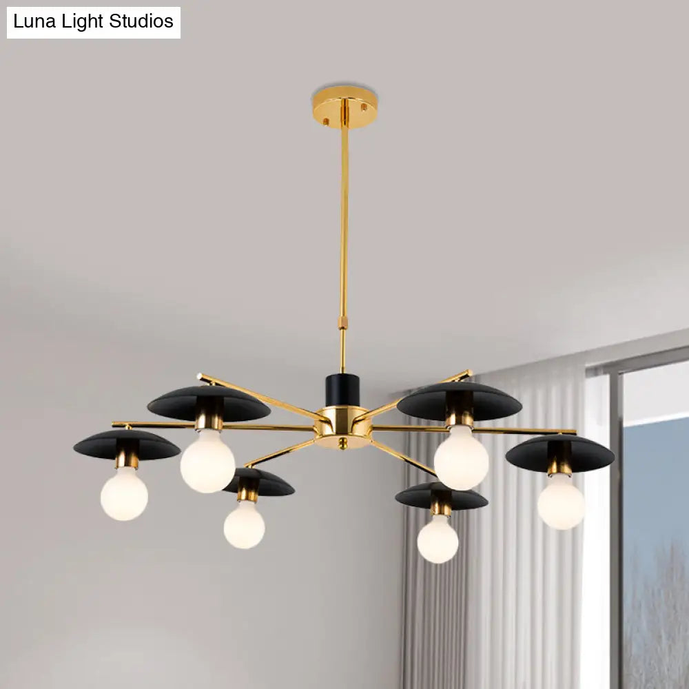 Modern Frosted Glass Bulb Chandelier - Black 6/8 Light Pendant Ceiling Fixture