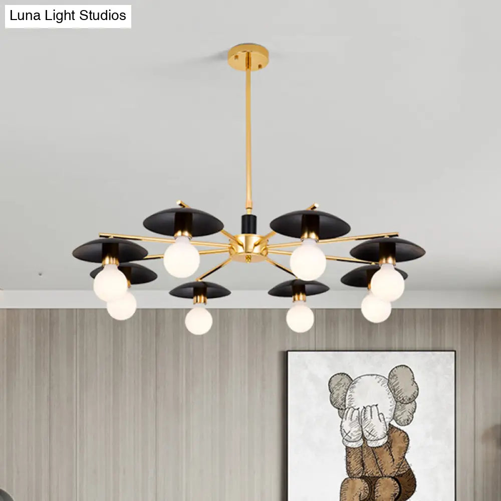 Modern Frosted Glass Bulb Chandelier - Black 6/8 Light Pendant Ceiling Fixture