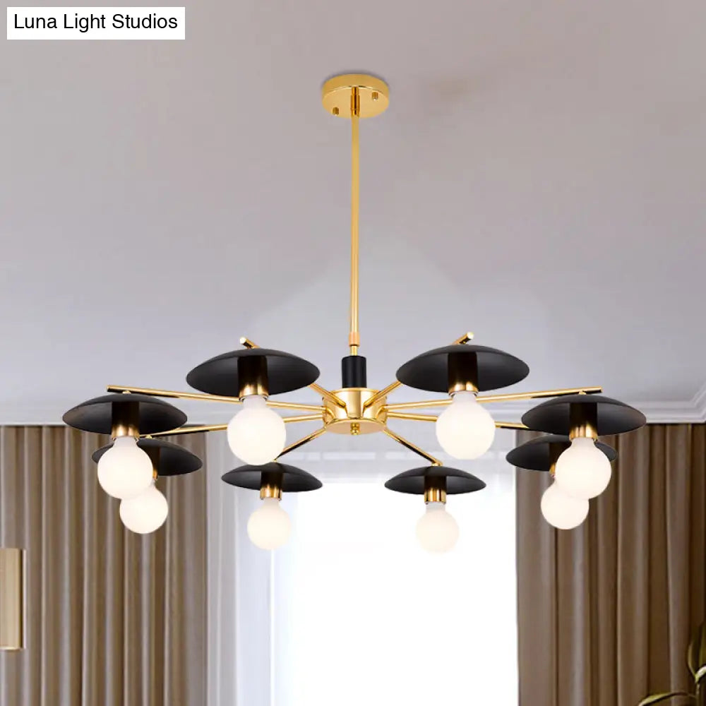 Modern Frosted Glass Bulb Chandelier - Black 6/8 Light Pendant Ceiling Fixture