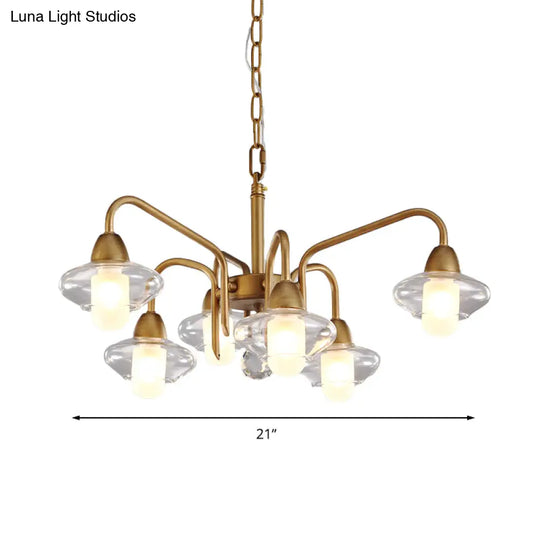 Modern Frosted Glass Chandelier - 6-Light Elliptical Pendant For Dining Room Lighting