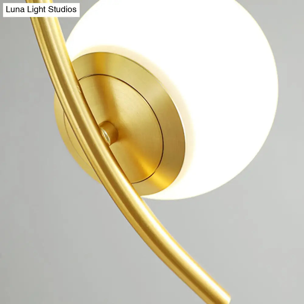 Sleek Spherical Hanging Chandelier: 9-Bulb Pendant Light With Frosted Glass Black And Gold Arm -