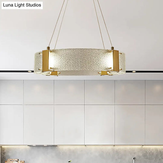 Modernist Frosted Glass Pendant Chandelier With Gold Accents - 6 Lights