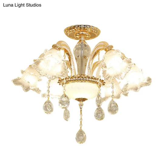 Modern Frosted Glass Pendant Lamp With Crystal Ball – Elegant Gold Corridor Chandelier