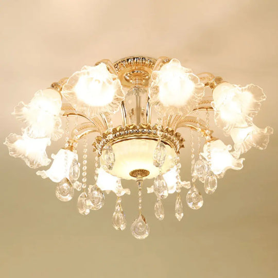 Modern Frosted Glass Pendant Lamp With Crystal Ball – Elegant Gold Corridor Chandelier 8 /