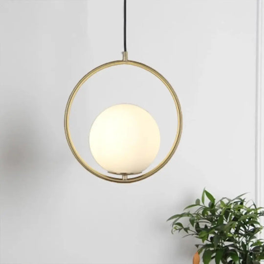 Modern Frosted Glass Ring Pendant Light In Black/Gold Multiple Sizes Gold / 10’