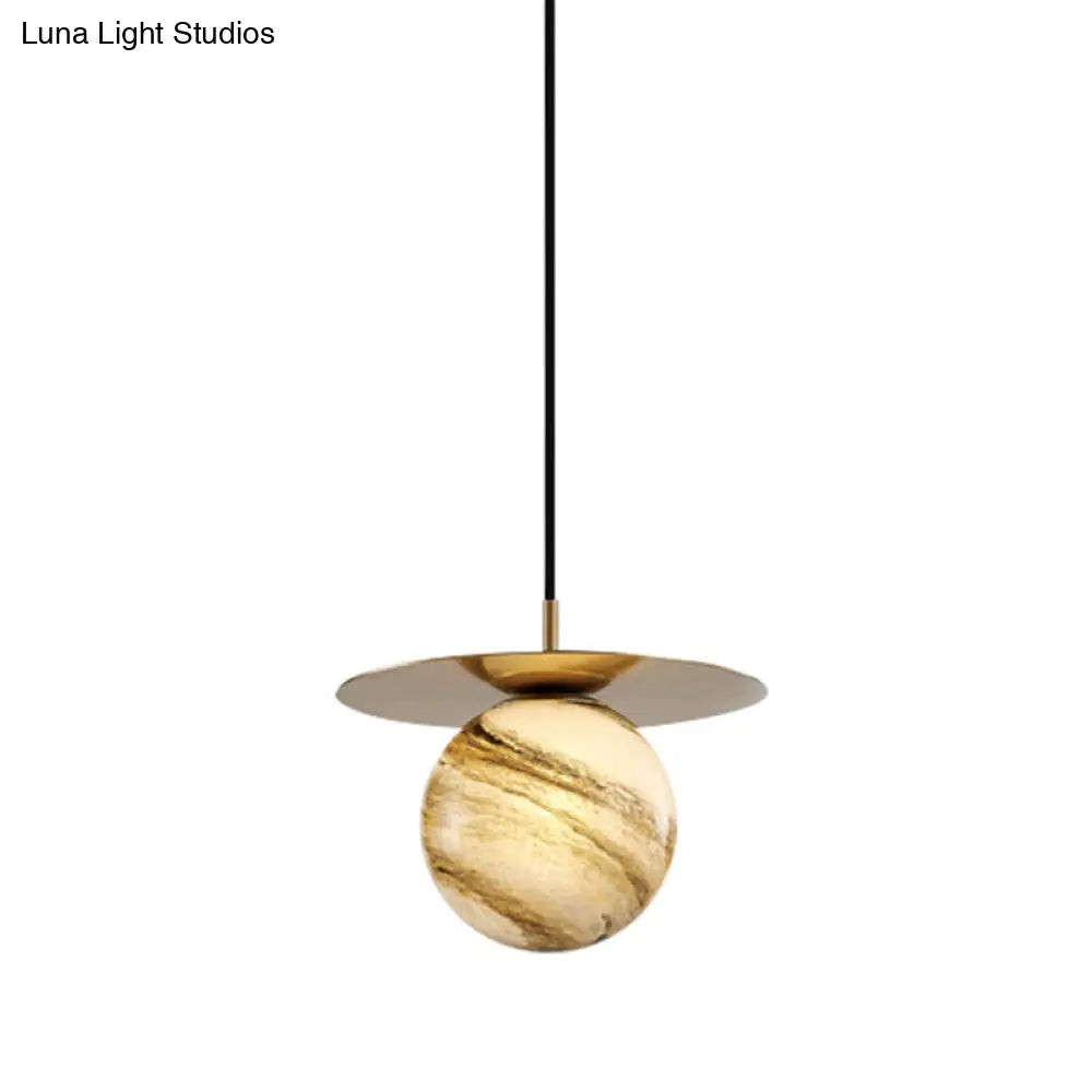 Modern Frosted Glass Led Kitchen Ceiling Light - Gold Sphere Suspension Pendant