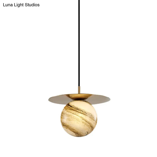 Modern Frosted Glass Led Kitchen Ceiling Light - Gold Sphere Suspension Pendant