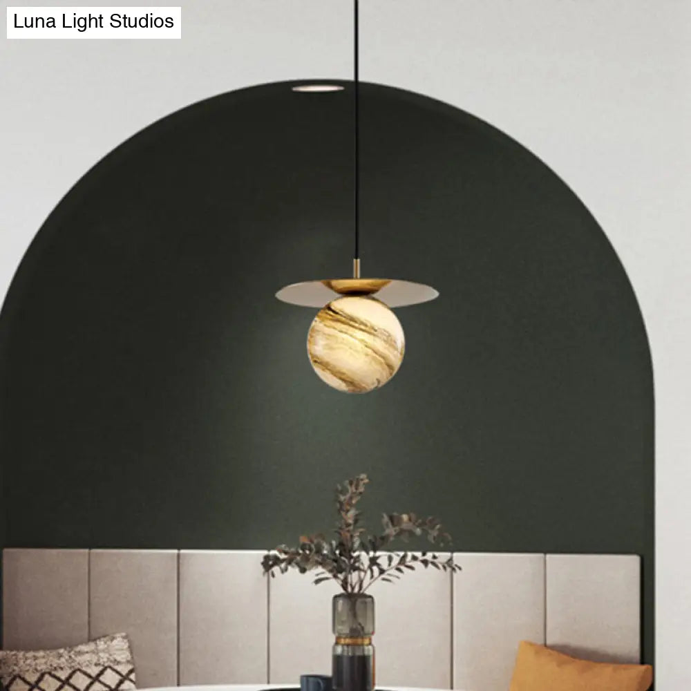 Modern Frosted Glass Led Kitchen Ceiling Light - Gold Sphere Suspension Pendant